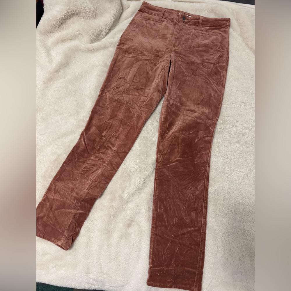 Lands' End DustyRose Crushed Velvet Pants - 10